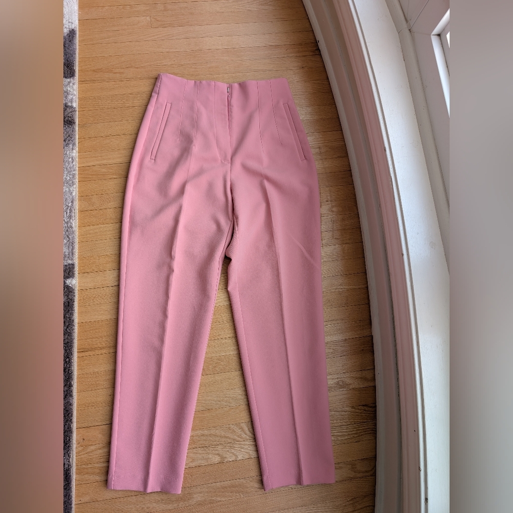 High-Waist Pink Tailored Pants
